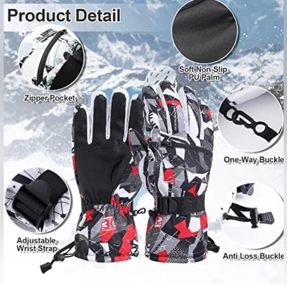 NWT Winter Gloves for Men Women with Wrist Leashes, multiple colors available!